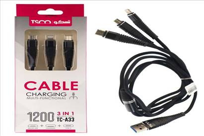 کابل شارژ سه سر MICROTYP-C LIGHTNING برند:TSCO مدل:A331