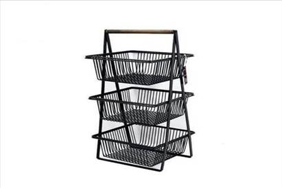 جای سیب زمینی و پیاز 3 طبقه دسته چوبی مربع 6140